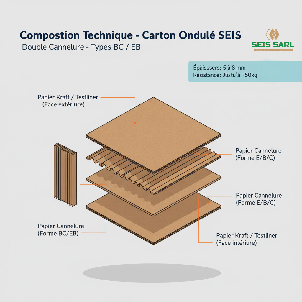 Schéma technique couches carton ondulé SEIS